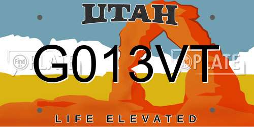 G013VT Utah License Plate