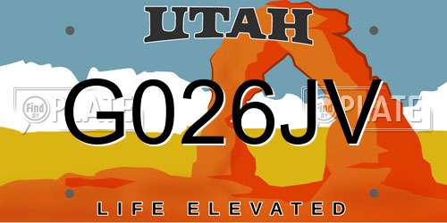 G026JV Utah License Plate