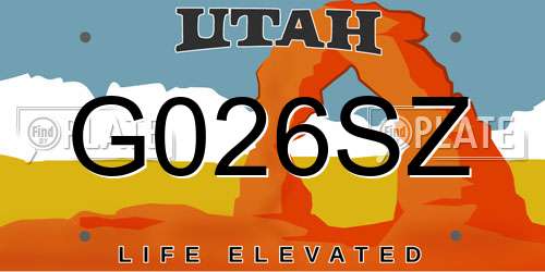 G026SZ Utah License Plate
