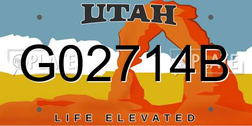 G02714B Utah License Plate