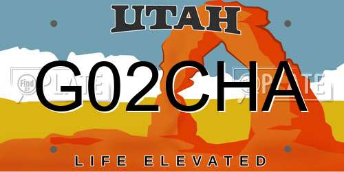 G02CHA Utah License Plate
