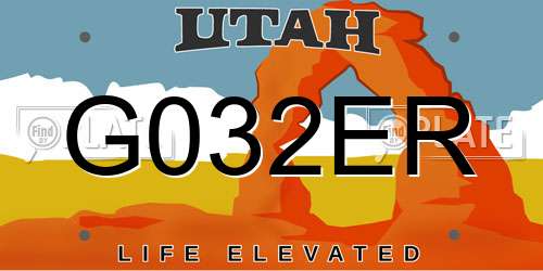 G032ER Utah License Plate