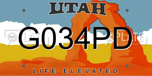 G034PD Utah License Plate
