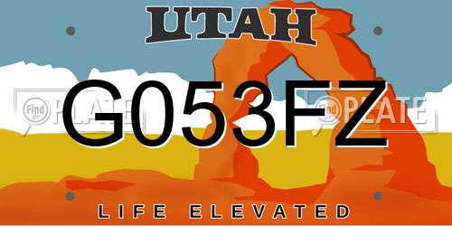 G053FZ Utah License Plate