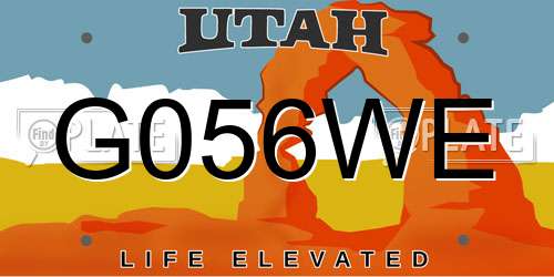 G056WE Utah License Plate