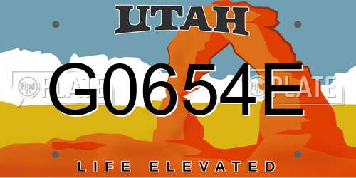 G0654E Utah License Plate