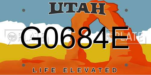 G0684E Utah License Plate