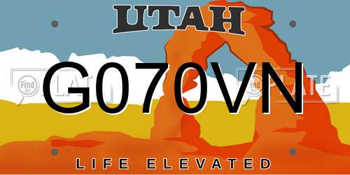 G070VN Utah License Plate