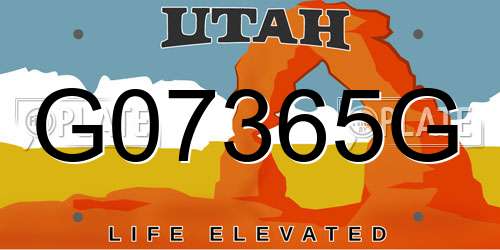 G07365G Utah License Plate