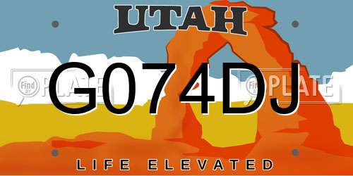 G074DJ Utah License Plate