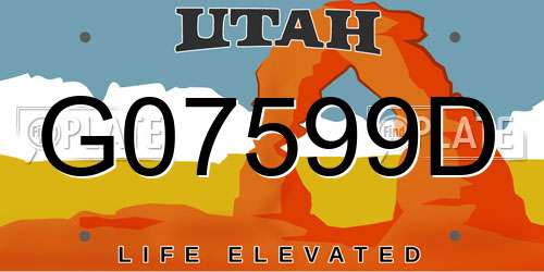 G07599D Utah License Plate