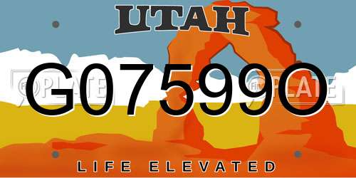 G07599O Utah License Plate