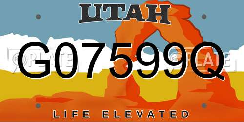 G07599Q Utah License Plate