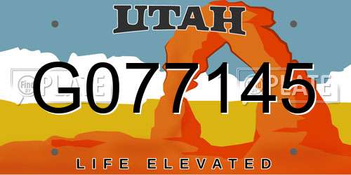 G077145 Utah License Plate