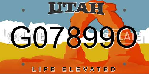 G07899O Utah License Plate