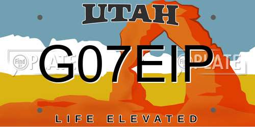 G07EIP Utah License Plate