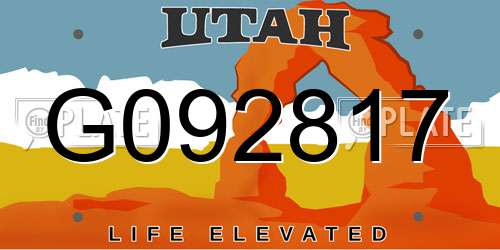 G092817 Utah License Plate