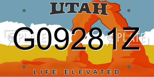 G09281Z Utah License Plate