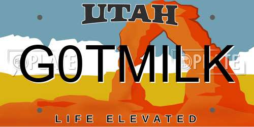 G0TMILK Utah License Plate