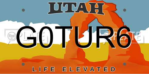 G0TUR6 Utah License Plate
