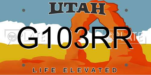 G103RR Utah License Plate