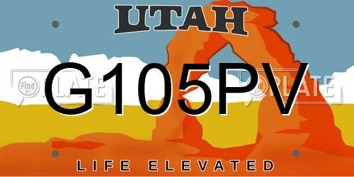G105PV Utah License Plate