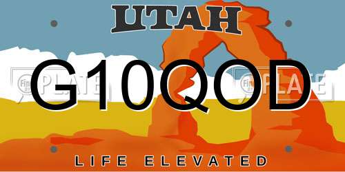 G10QOD Utah License Plate