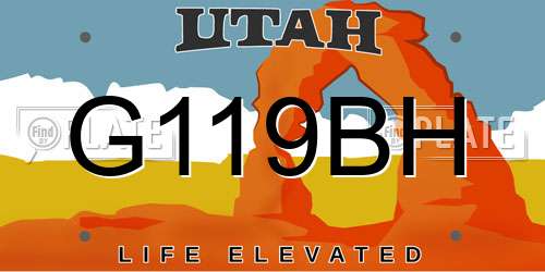 G119BH Utah License Plate
