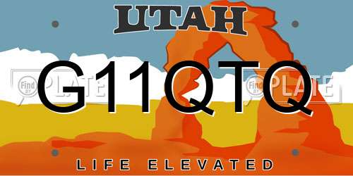 G11QTQ Utah License Plate