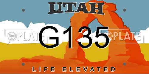 G135 Utah License Plate