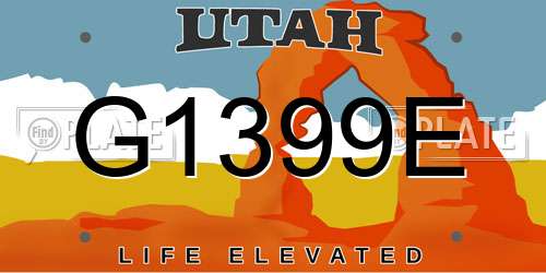 G1399E Utah License Plate