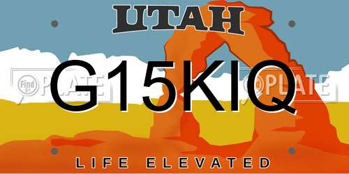 G15KIQ Utah License Plate