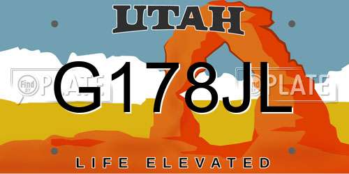 G178JL Utah License Plate