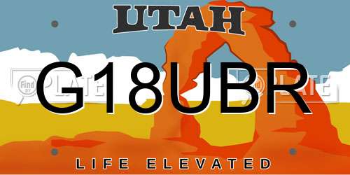 G18UBR Utah License Plate