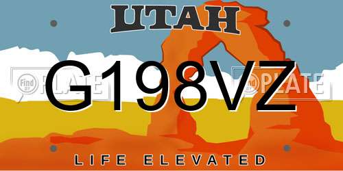 G198VZ Utah License Plate
