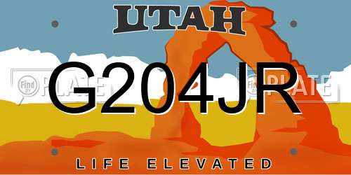 G204JR Utah License Plate
