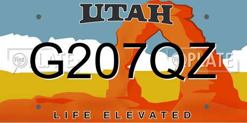 G207QZ Utah License Plate