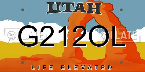 G212OL Utah License Plate