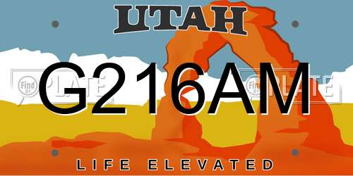 G216AM Utah License Plate