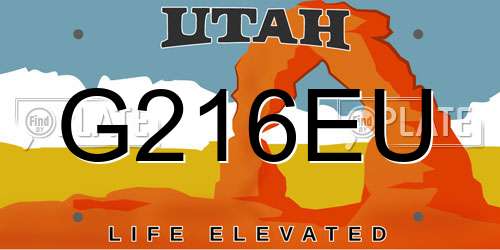 G216EU Utah License Plate