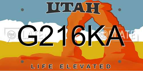 G216KA Utah License Plate