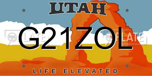 G21ZOL Utah License Plate