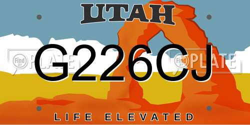 G226CJ Utah License Plate