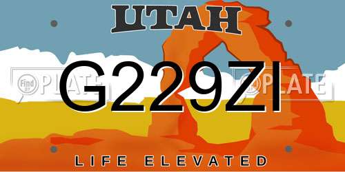 G229ZI Utah License Plate