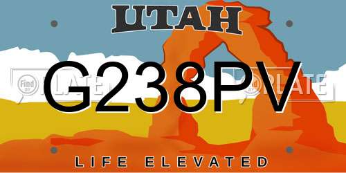G238PV Utah License Plate