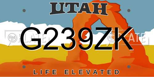 G239ZK Utah License Plate