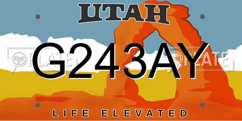 G243AY Utah License Plate