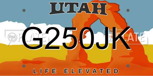 G250JK Utah License Plate
