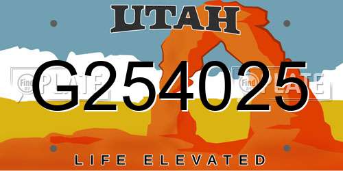 G254025 Utah License Plate