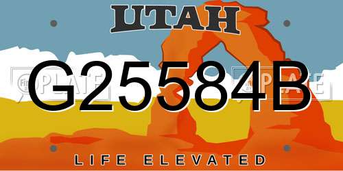 G25584B Utah License Plate
